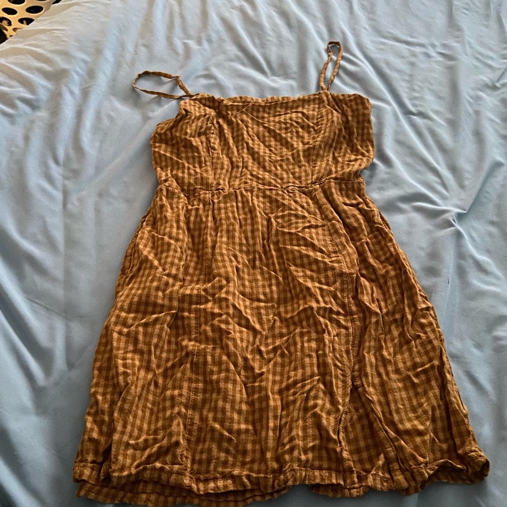 Brown Checkered Women's Dress